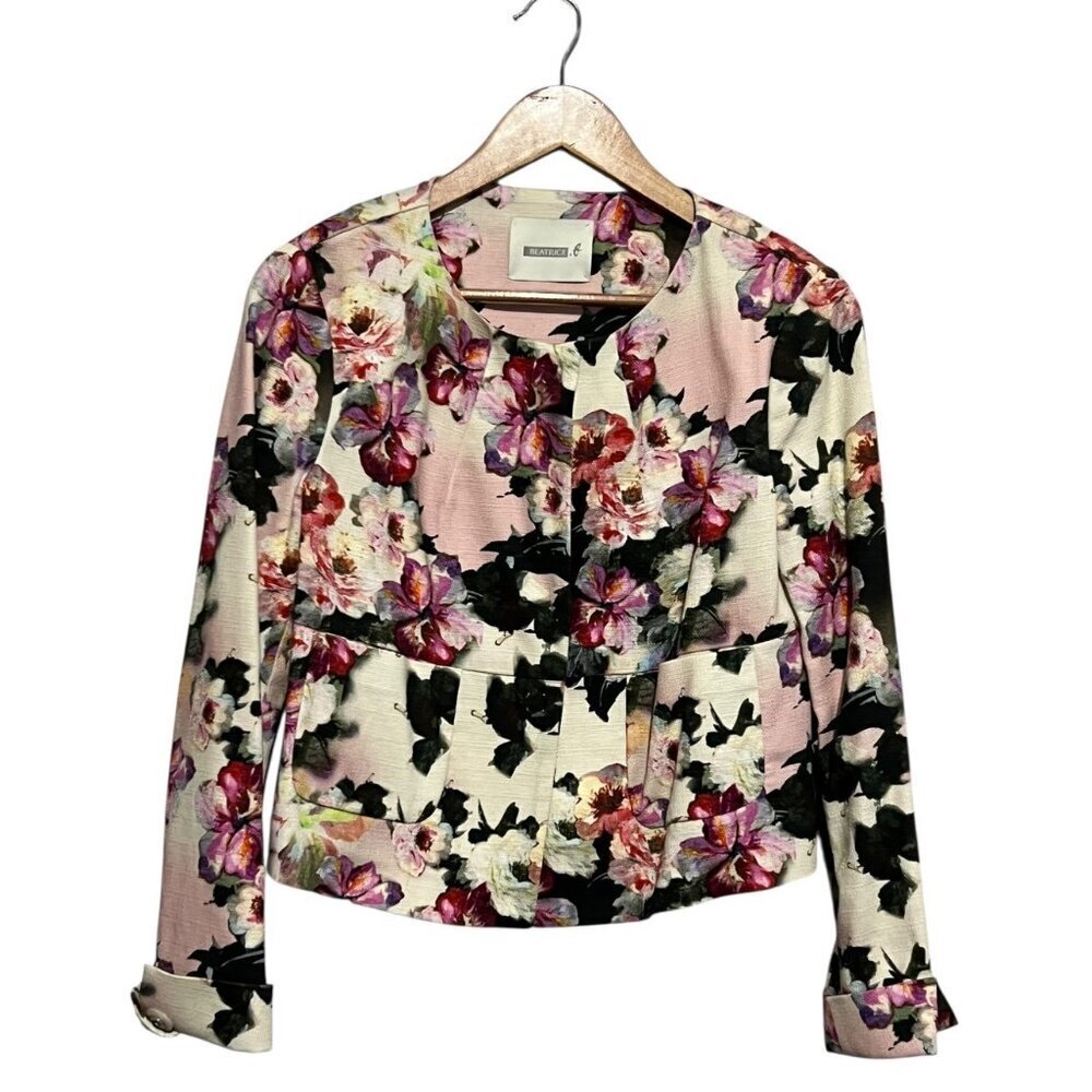 Beatrice B Floral Blazer Jacket Size Medium